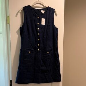 J. Crew Navy Mini Dress with Gold Buttons